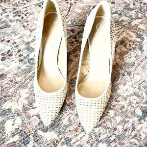 Sam Edelman Women's Pointed Toe-Pumps Cream/Weave